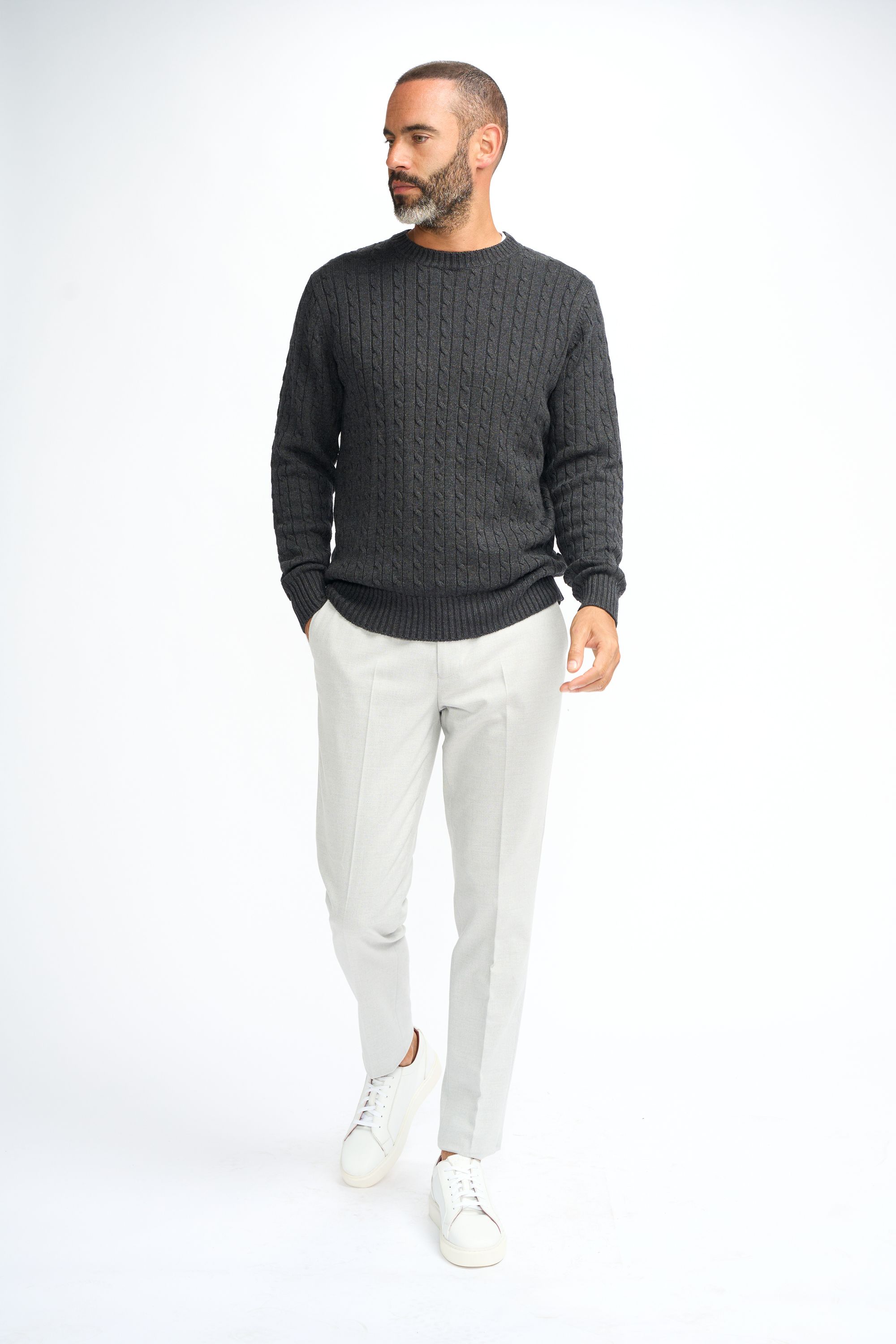 Men’s Wool Cable Knit Pullover Jumper - Foston