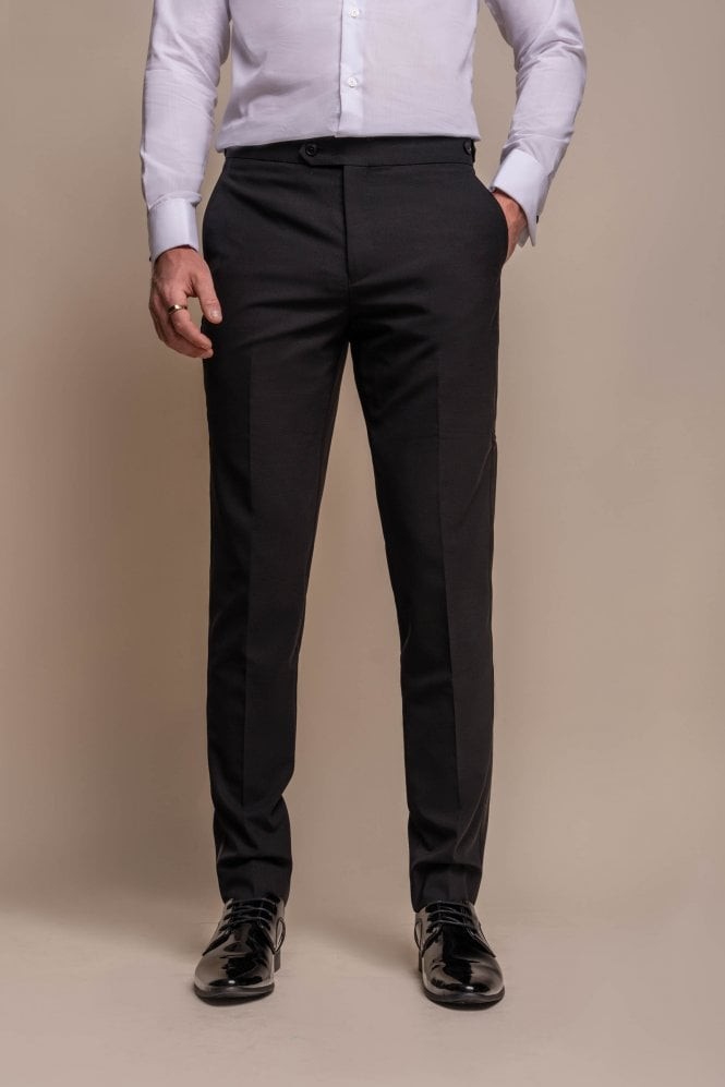 Men's Slim Fit Wool Blend Tuxedo Trousers - ASPEN