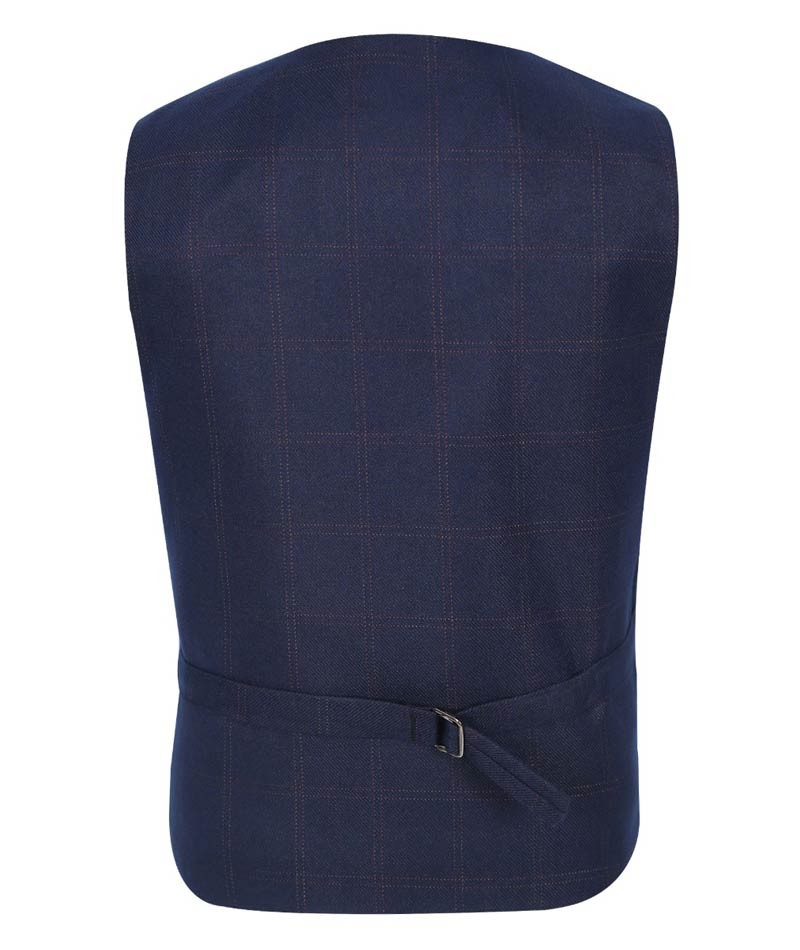 Men's and Boys Tweed Check Waistcoat Set - Navy Blue