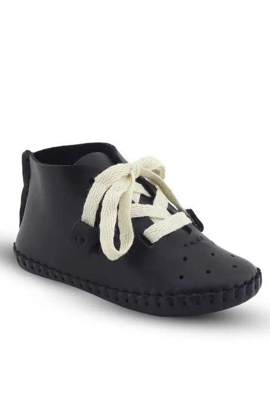 Baby Boys Pre-Walker Genuine Leather Soft Sole Crib Shoes - Black