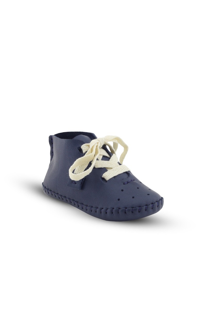 Baby Boys Pre-Walker Genuine Leather Soft Sole Crib Shoes - Navy Blue
