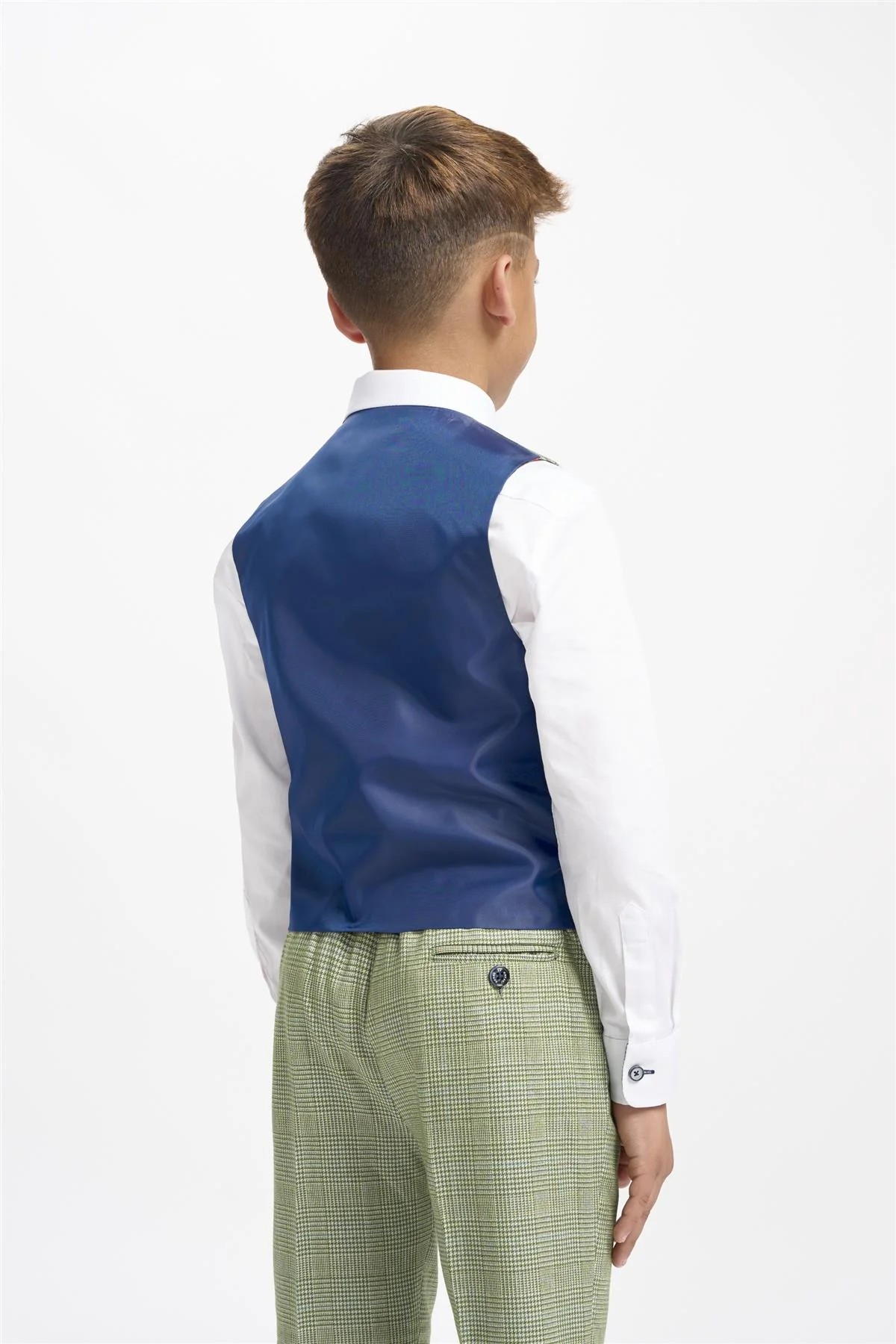 Boys Slim Fit Tweed Check Suit - CARIDI