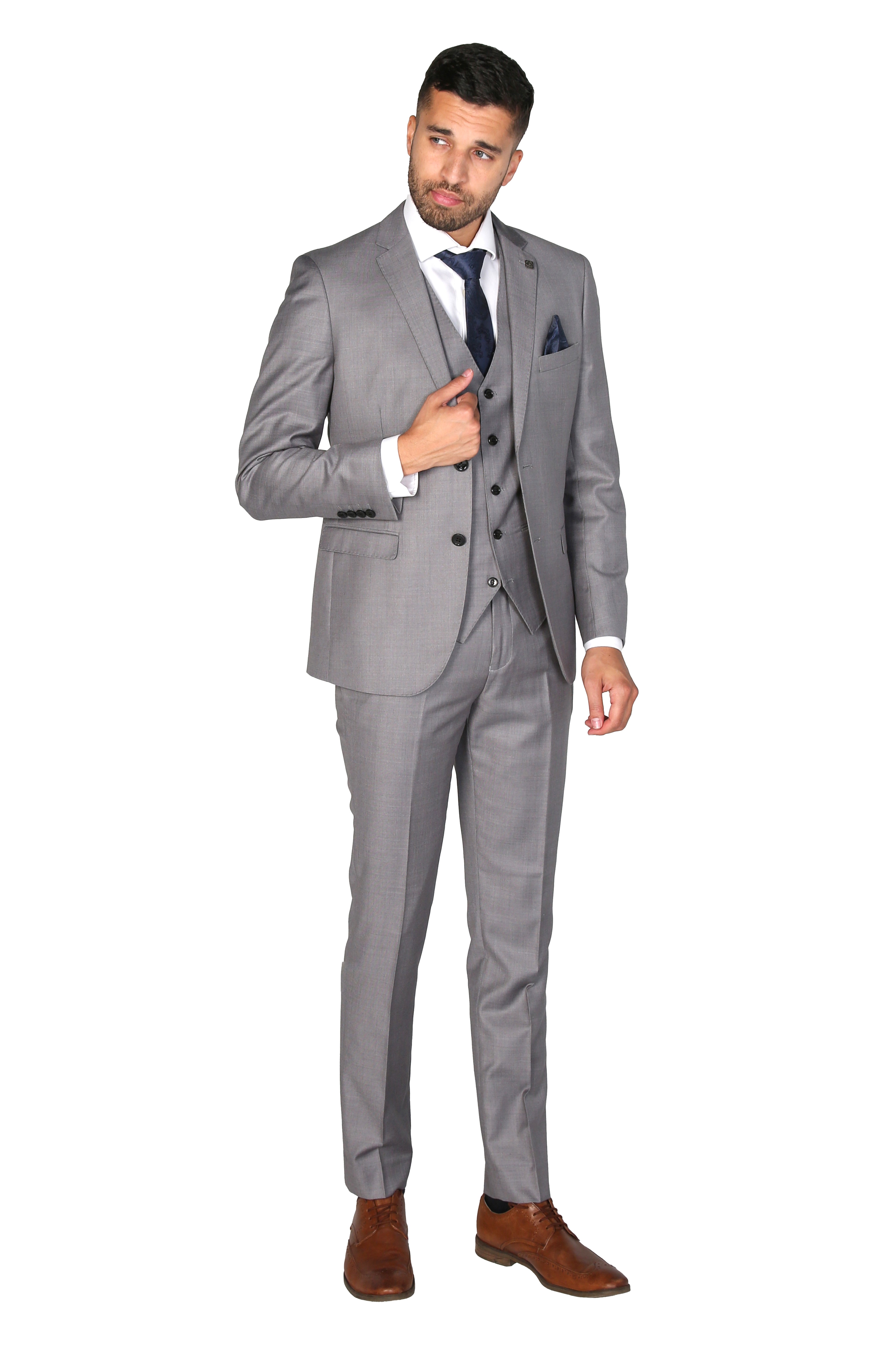 Men's Tailored Fit Formal Trousers  - CHARLES - Light Grey