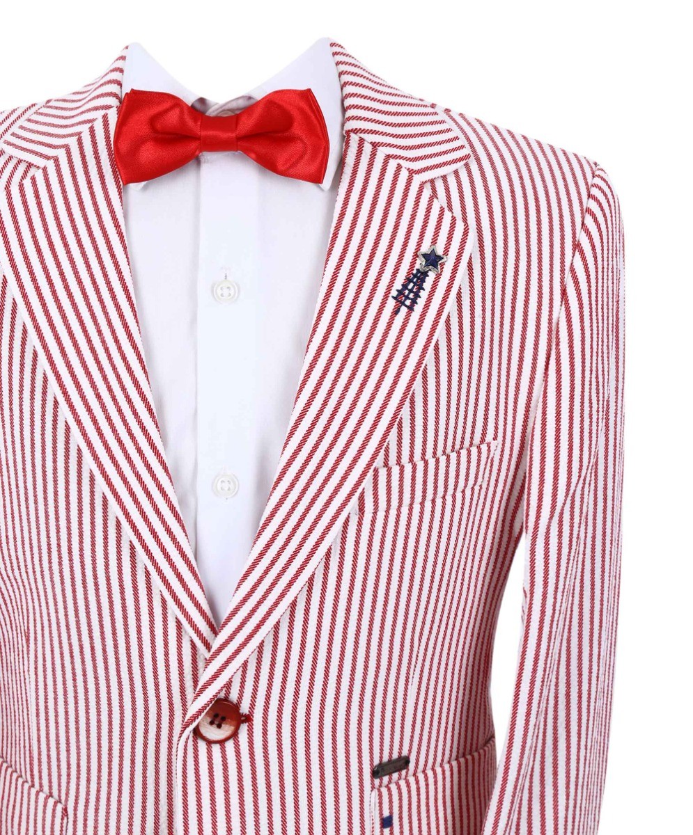 Boys Slim Fit Pinstripe Boating Blazer