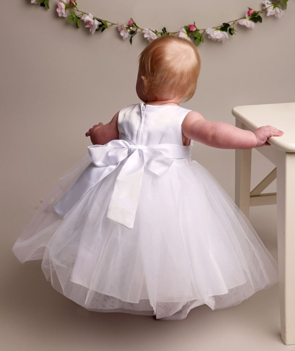 Baby Girls Pleated Bodice Christening Dress - CINDY