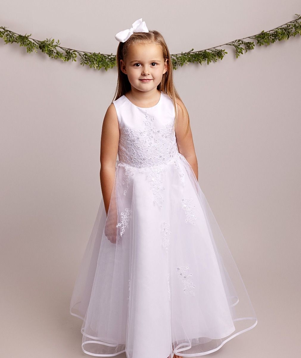 Flower Girl White Lace Dress with Bolero - BEXLEY