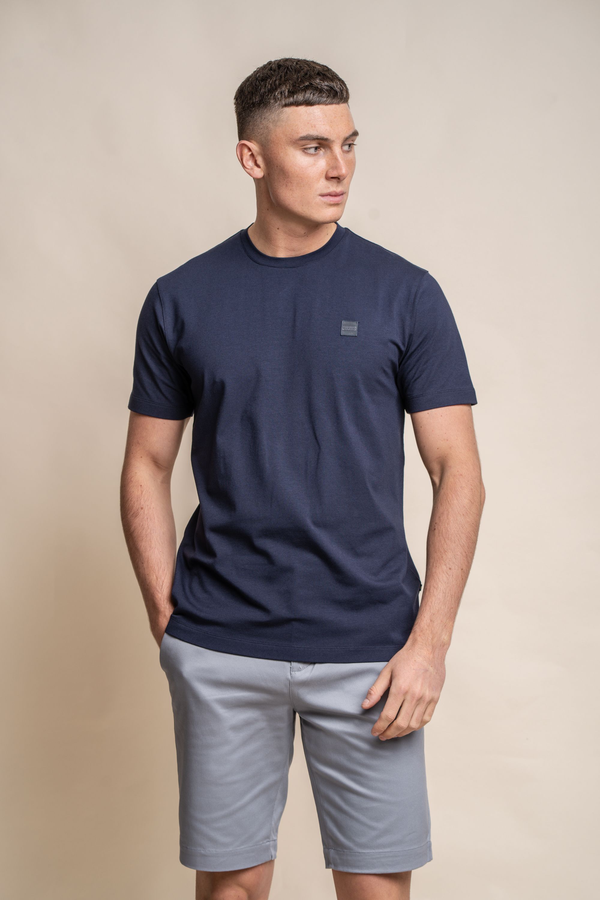 Men's Crew Neck Cotton T-Shirt - BOGART - Navy Blue