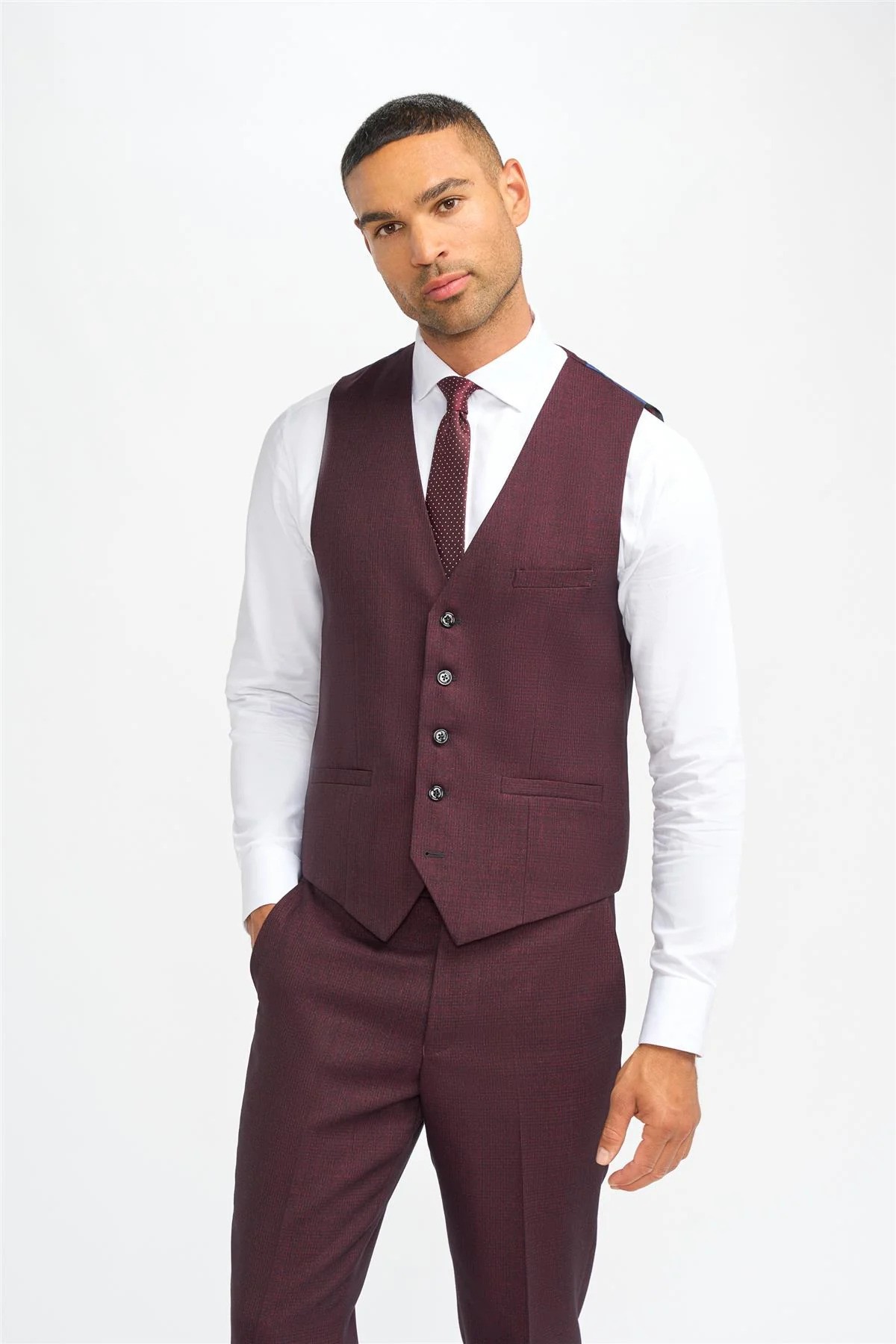 Men's Tweed Check Vest - CARIDI WINE