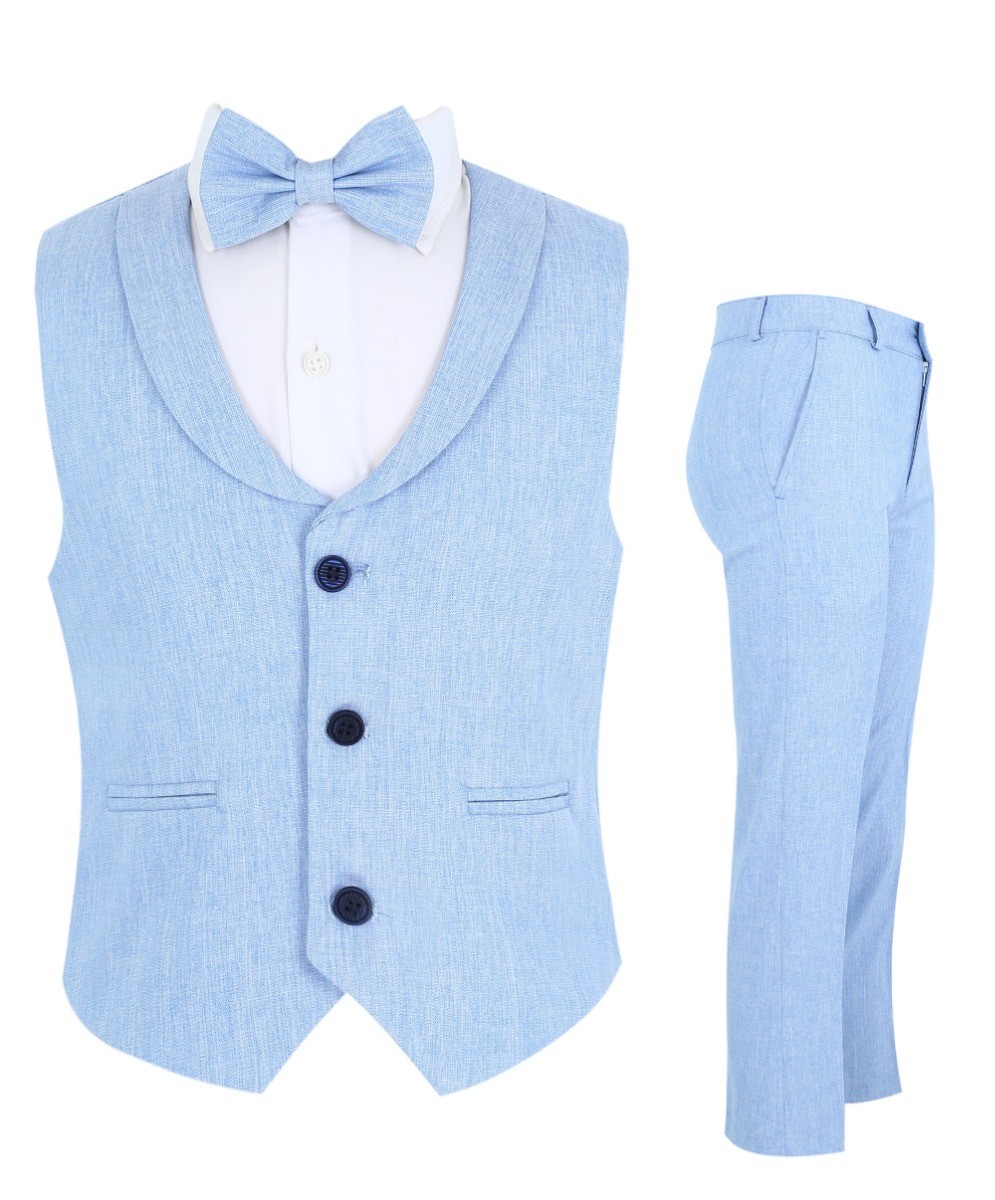 Boys Linen Waistcoat Suit Set