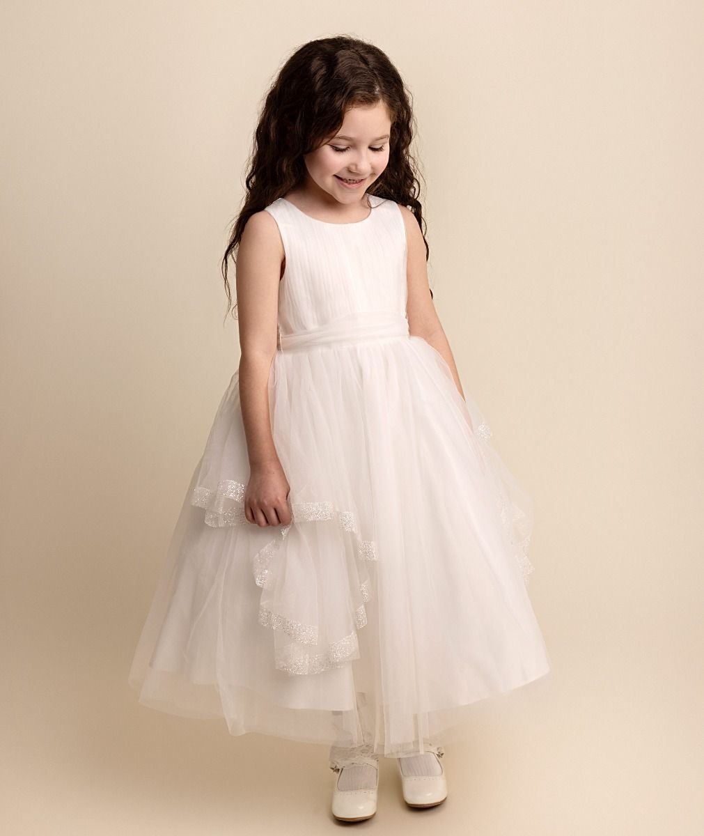 Babies and Girls Pleated Ivory Lace Dress - SABRINA