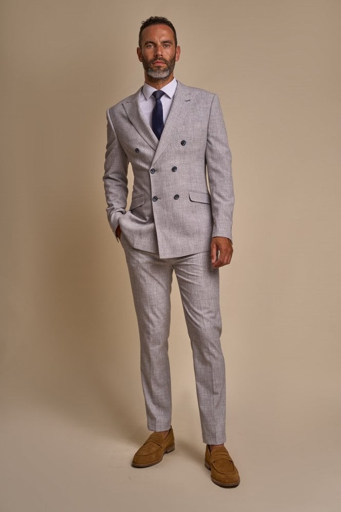 Mens double shop breasted grey blazer