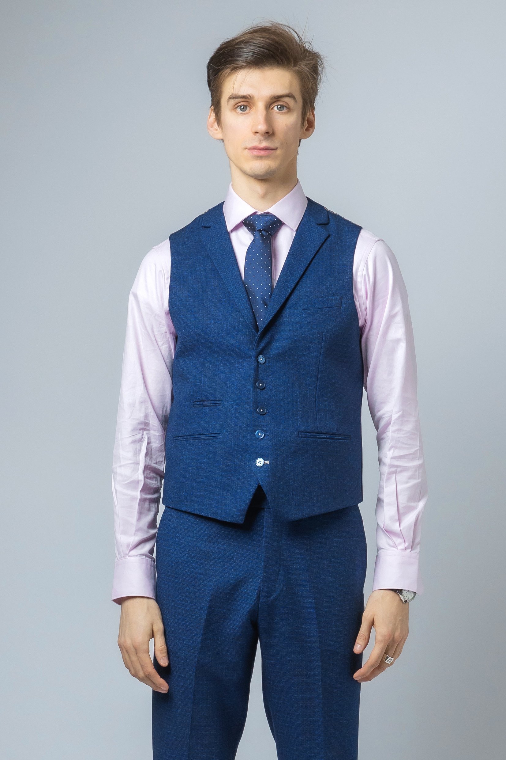 Men's Slim Fit Blue Waistcoat - MATEO