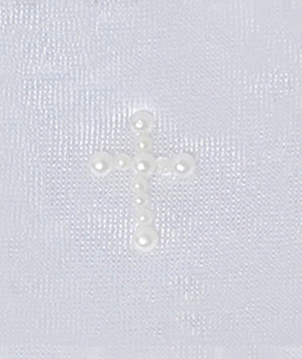 Girls' White Satin Gloves with Pearl Cross - GABY