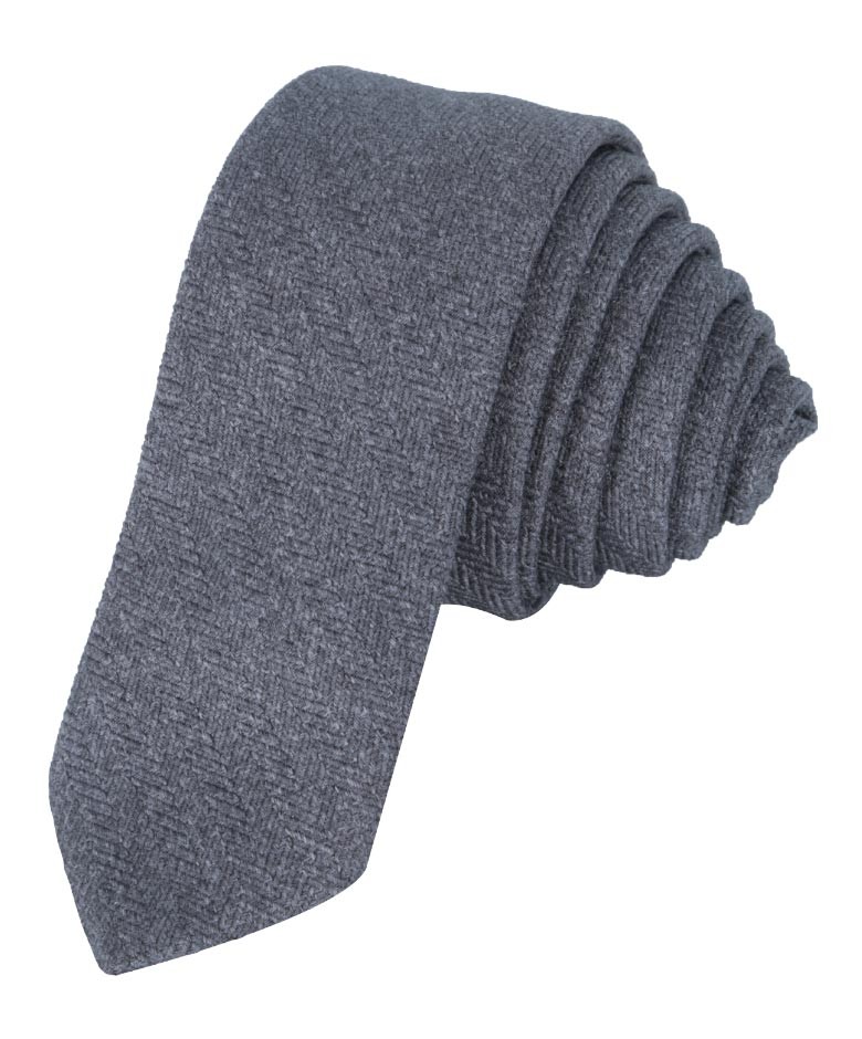 Boys & Men's Herringbone Tweed Tie & Pocket Square Set - Grey