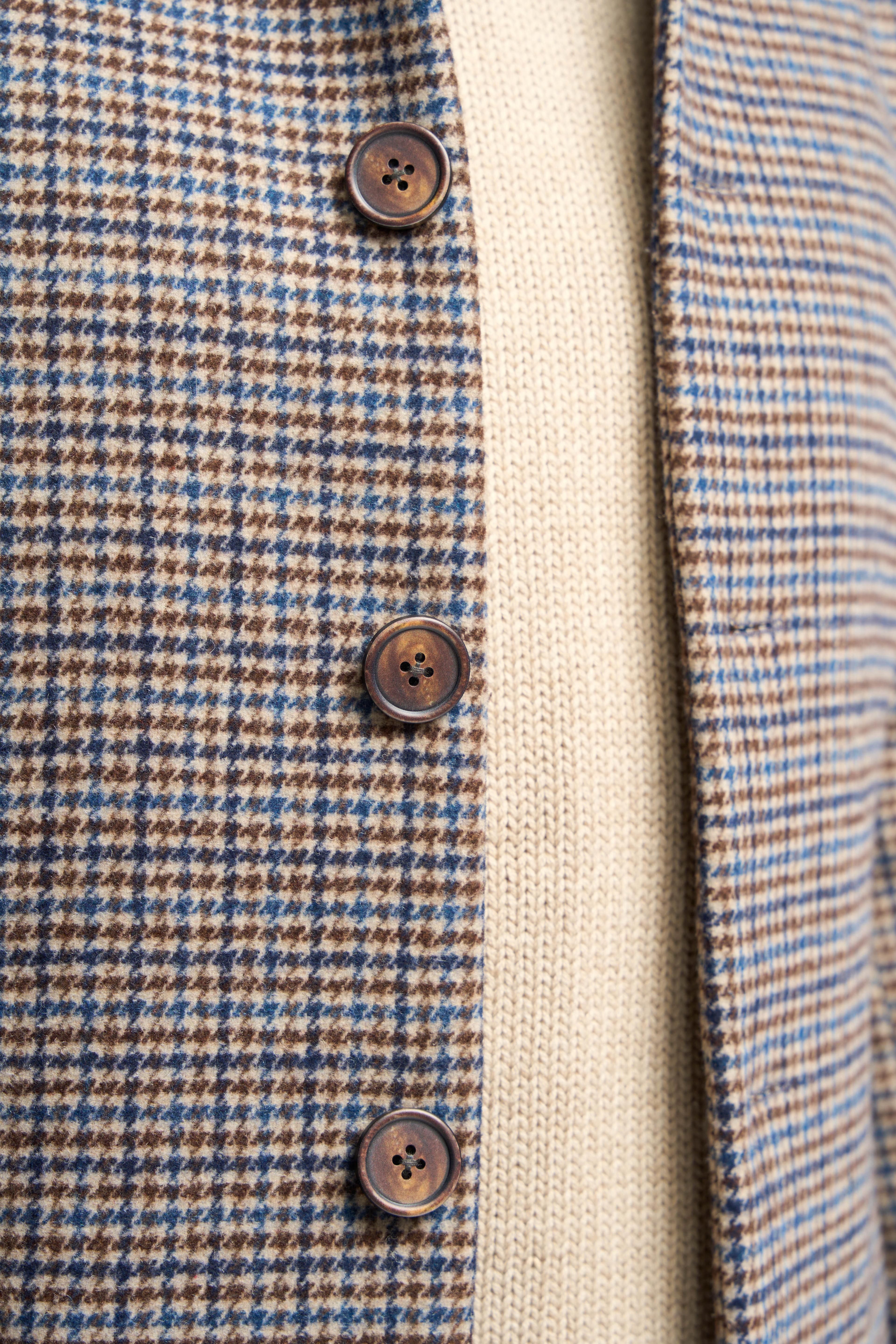 Men’s Tan Houndstooth Check Coat - Eddie