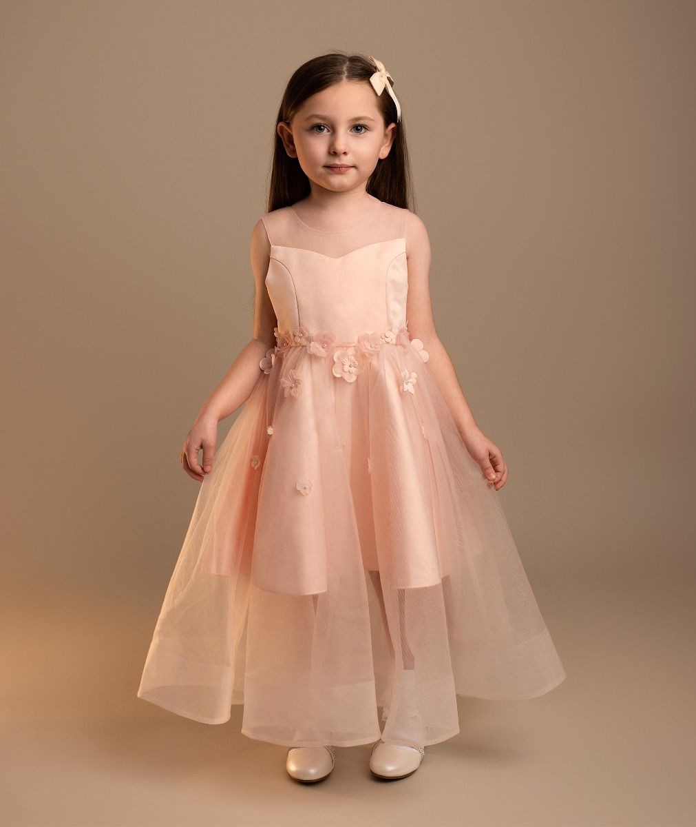 Girls’ Tulle Sweetheart Neck Flower Girl Dress - Laksha   - Pink