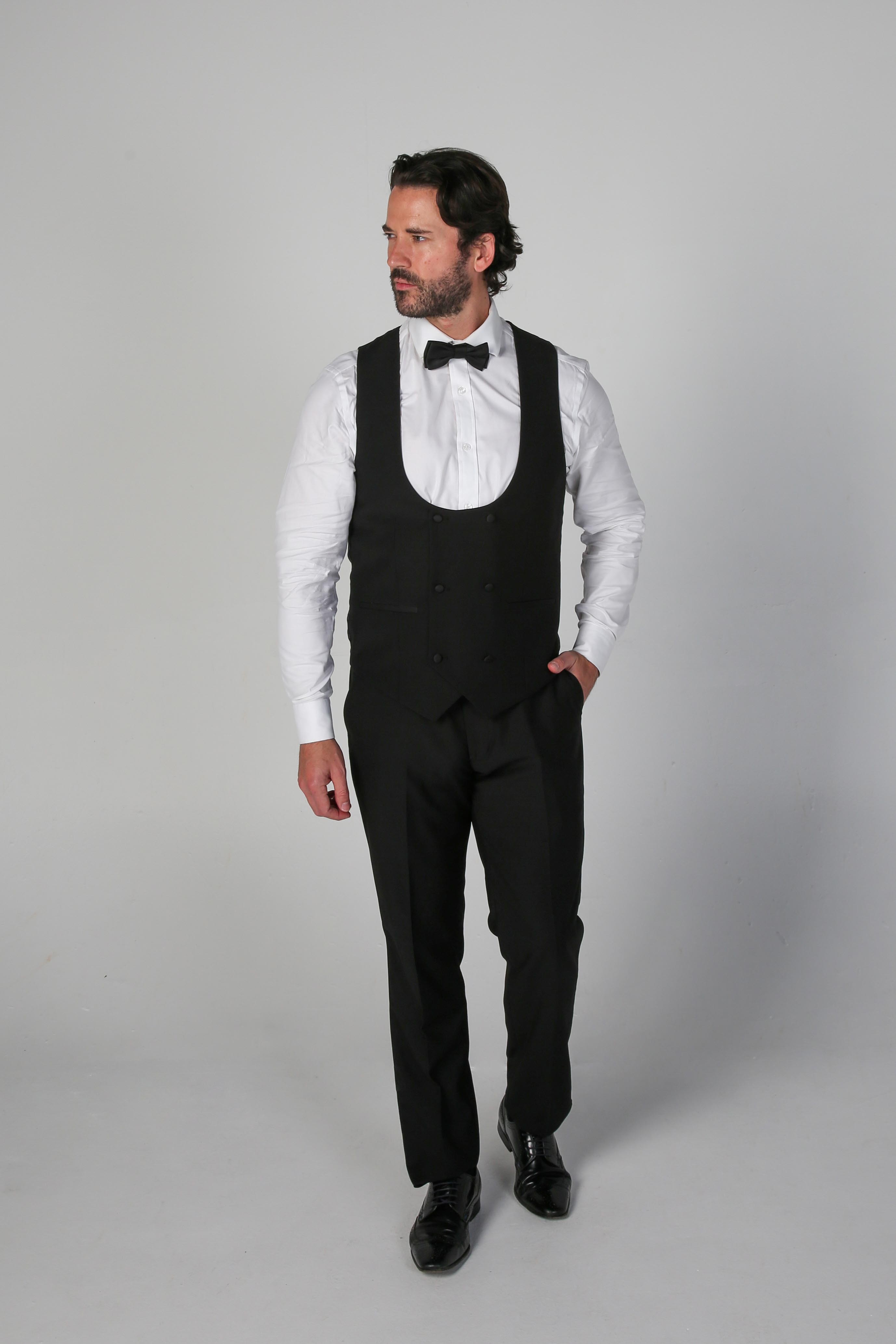 Men's Black Tailored fit Tuxedo Dinner Suit - FORD