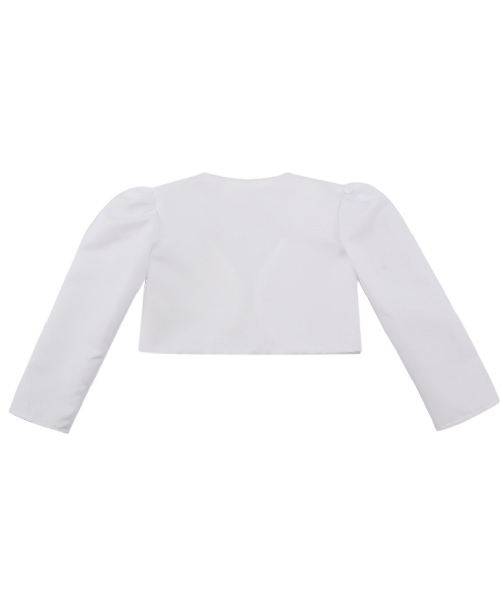 Girls Long Sleeves Bolero - White