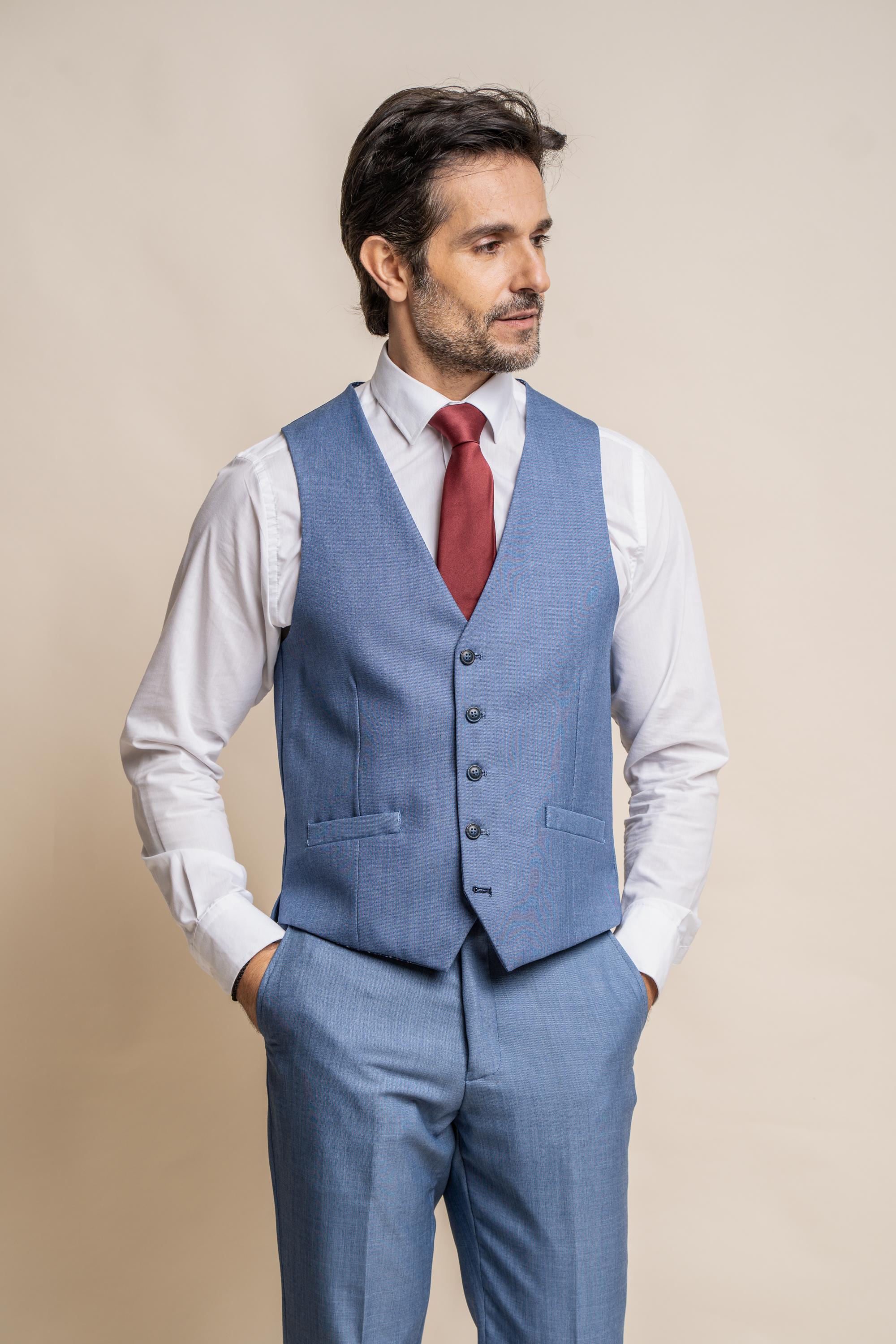 Men's Slim Fit Formal Waistcoat - REEGAN - Sky Blue