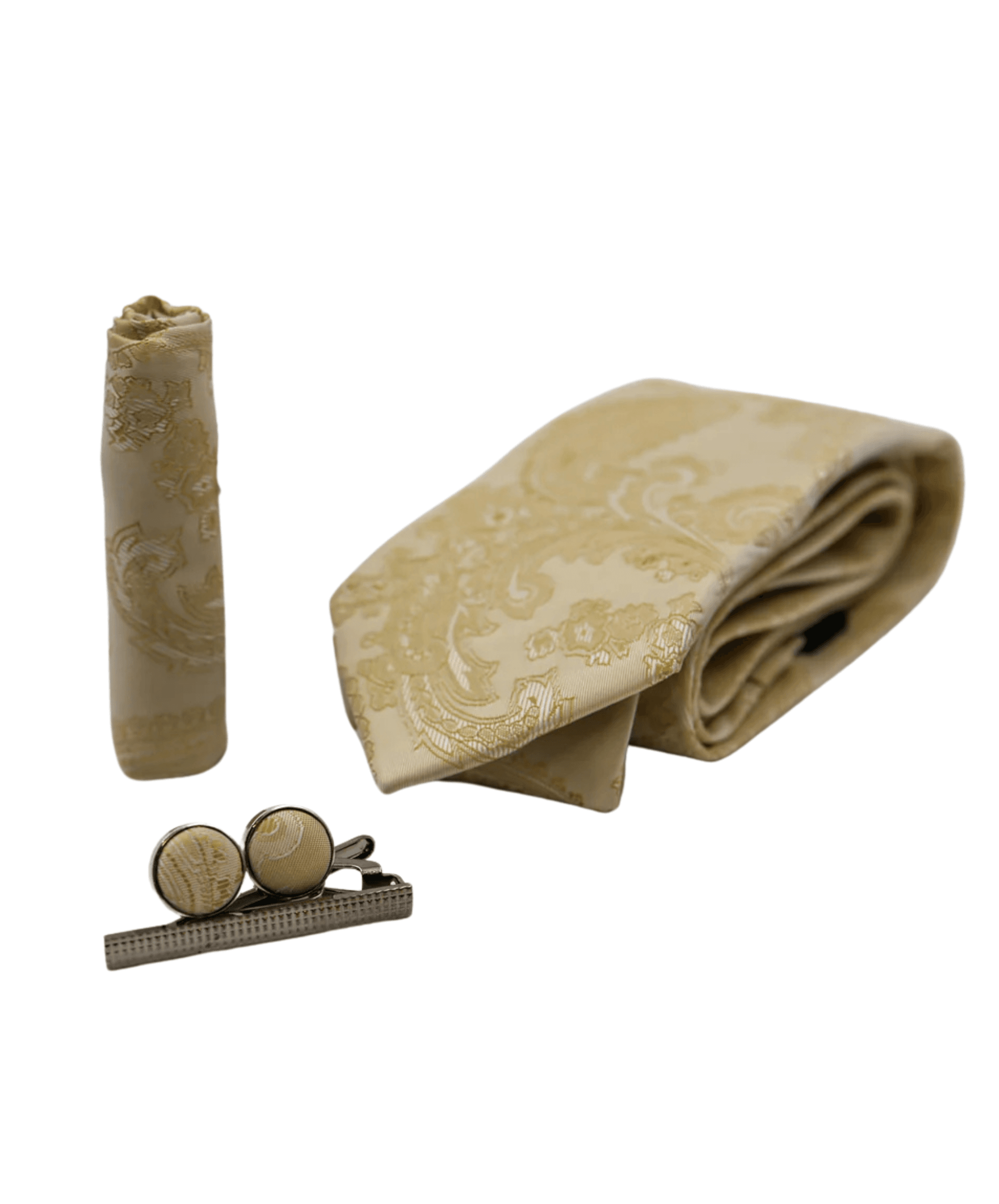 Men's Paisley Tie Cufflink Set - Cream