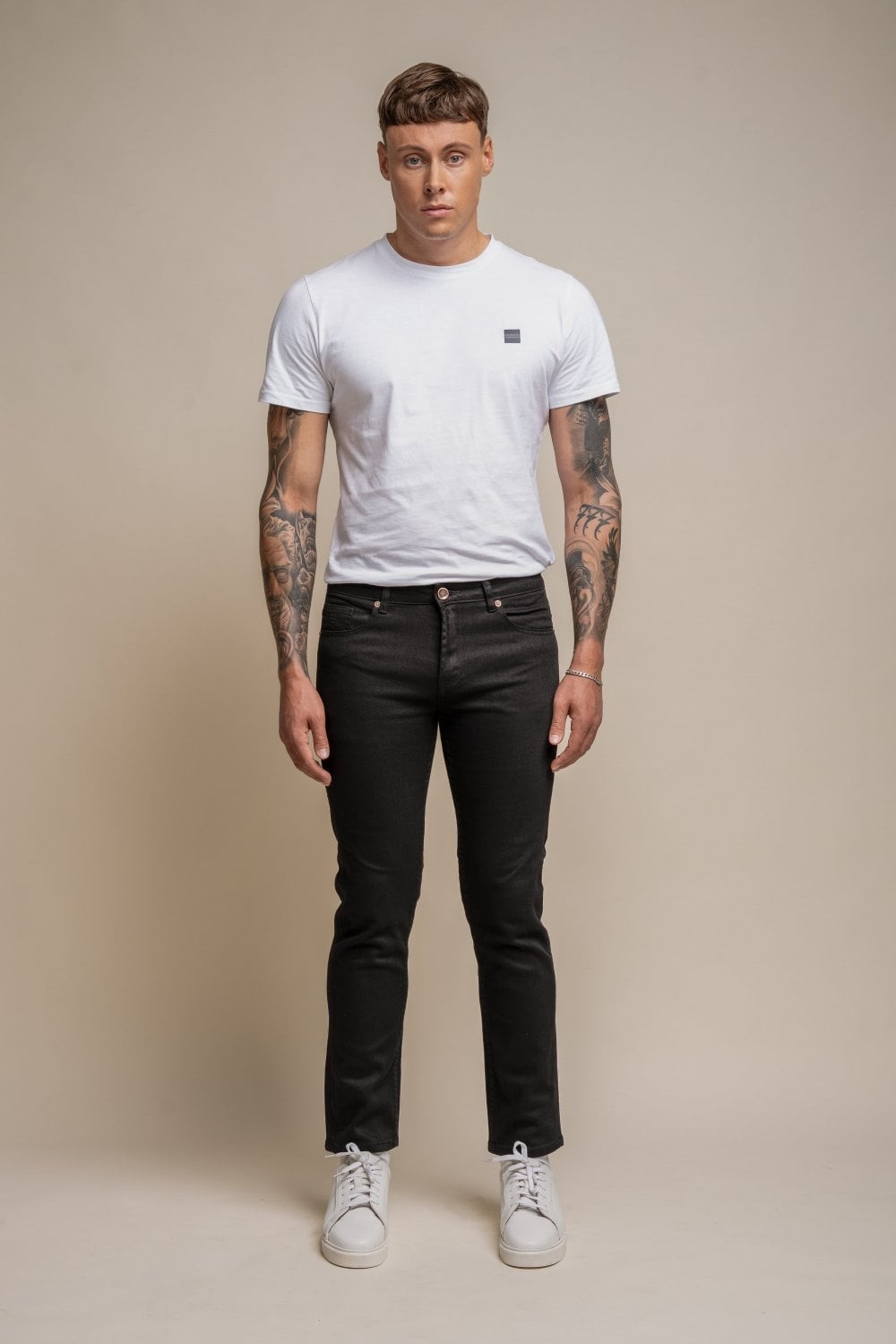 Men's Cotton Slim Fit Stretch Denim Jeans - MILANO - Black