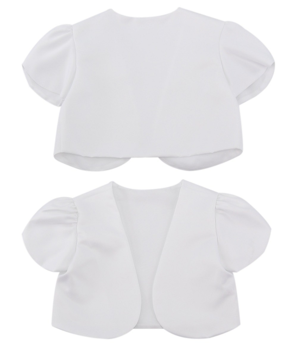 Girls Short Sleeve Bolero  - White