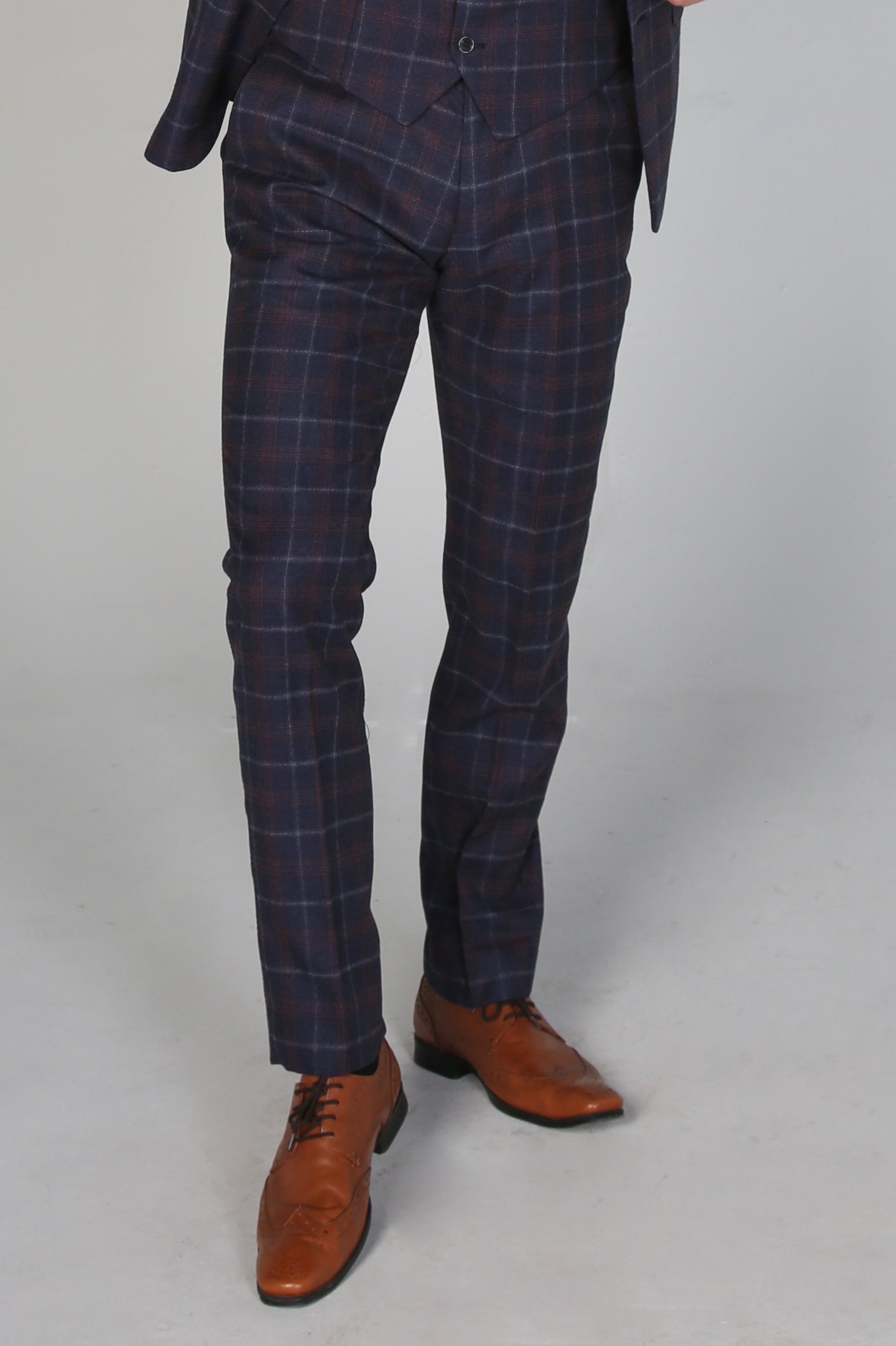 Men’s Retro Check Navy Trousers - KENNETH