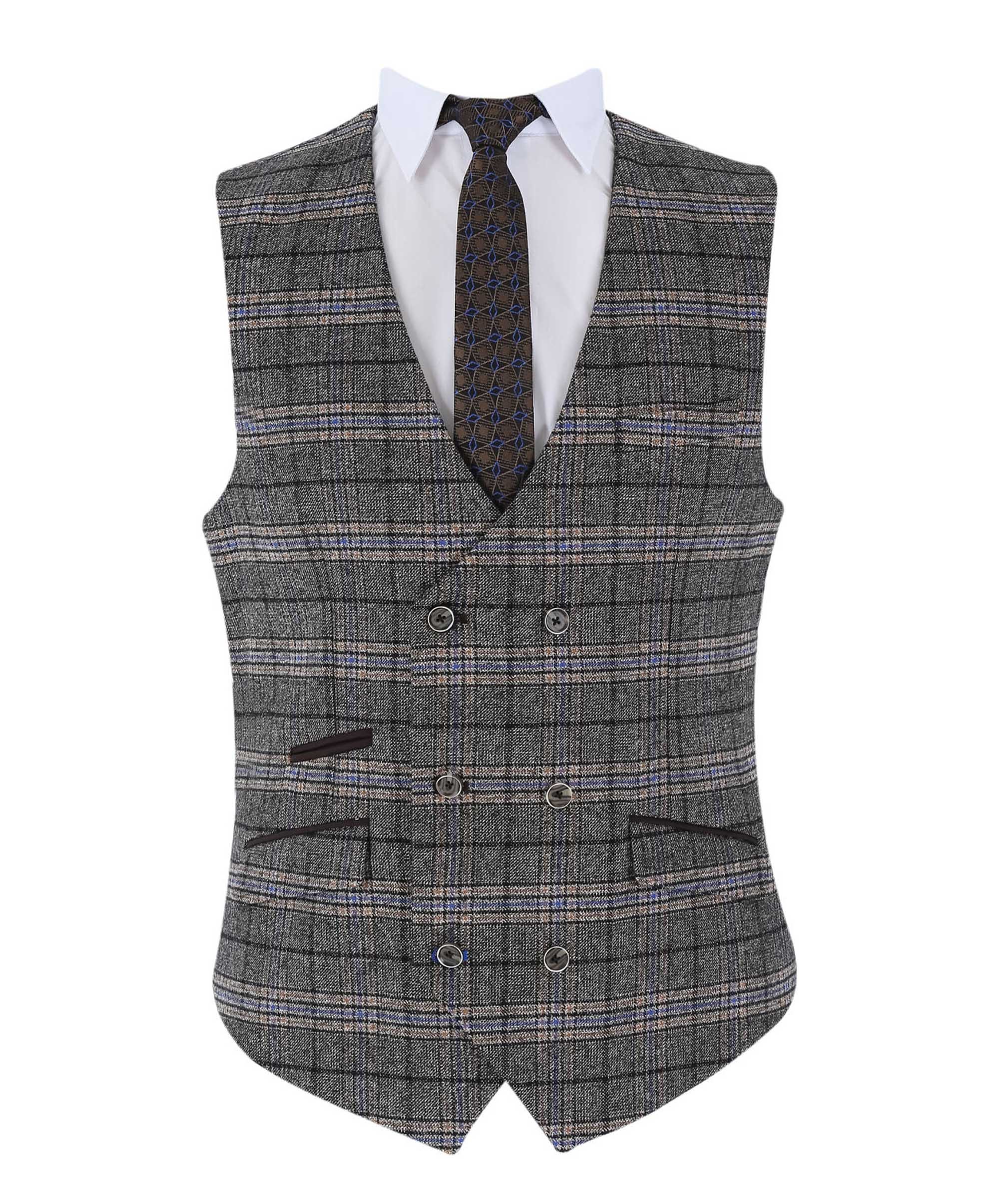 Men's Tailored Fit Tweed Check Waistcoat - Sebastian