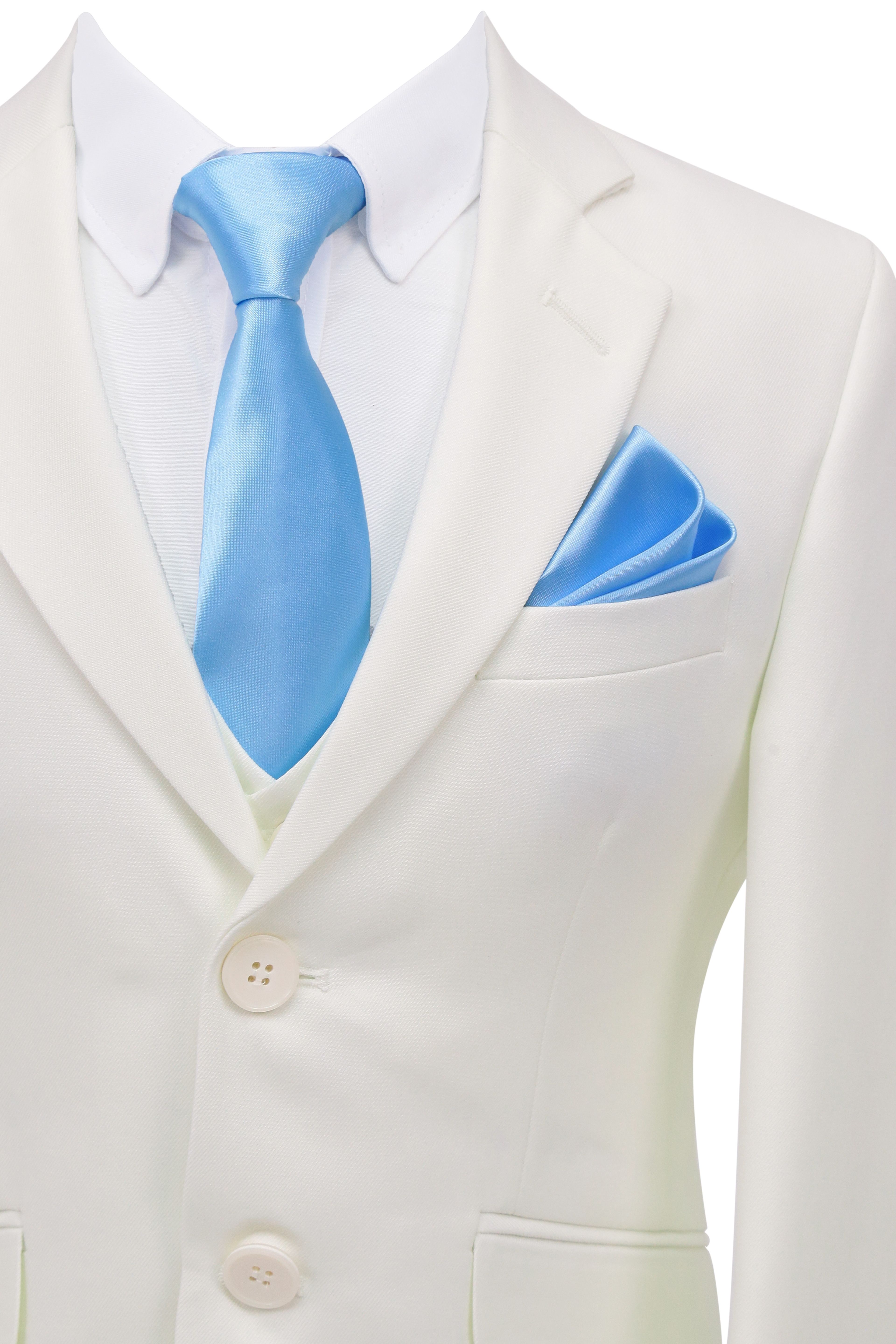 Boys 6 Piece Communion Tailored Fit Suit Set - White
