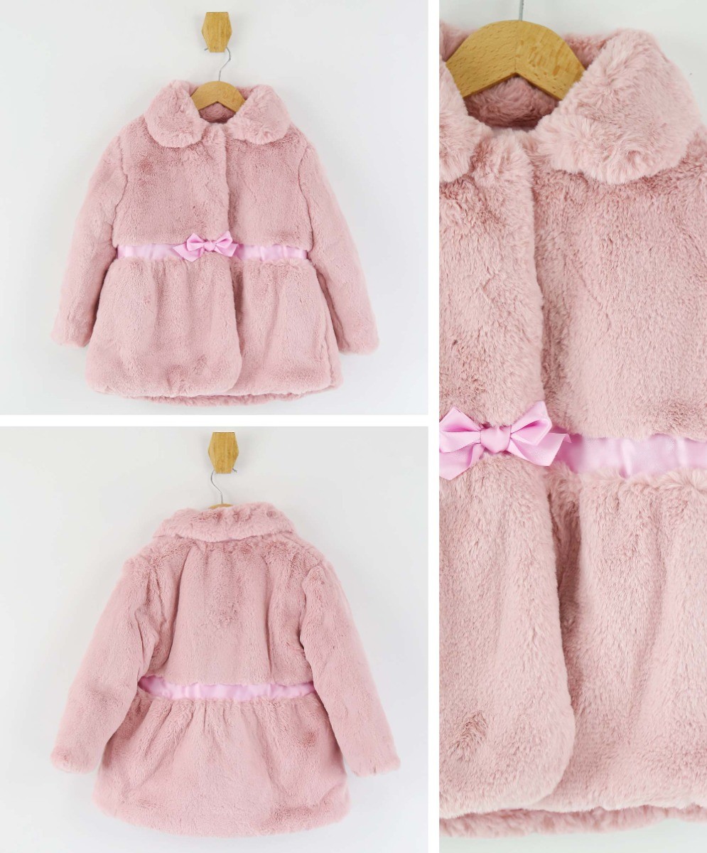 Baby Girls Fur Mid-Length Coat - Pink
