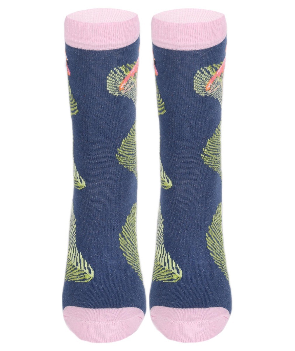 Unisex Kids Flamingo Socks- Novelty - Blue - Green - Pink