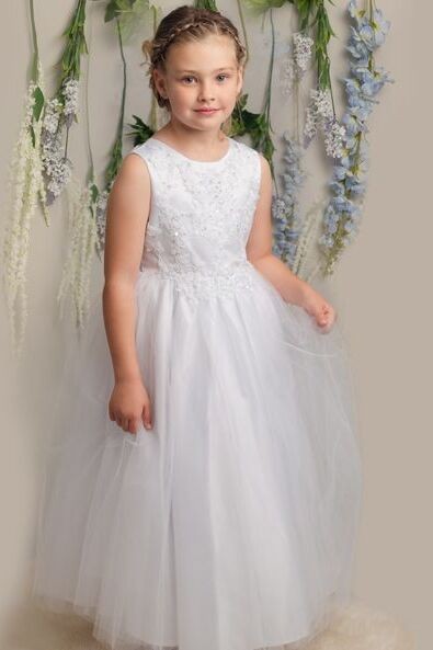 Girls Dress with Embroidery and Tulle Skirt - LYNN