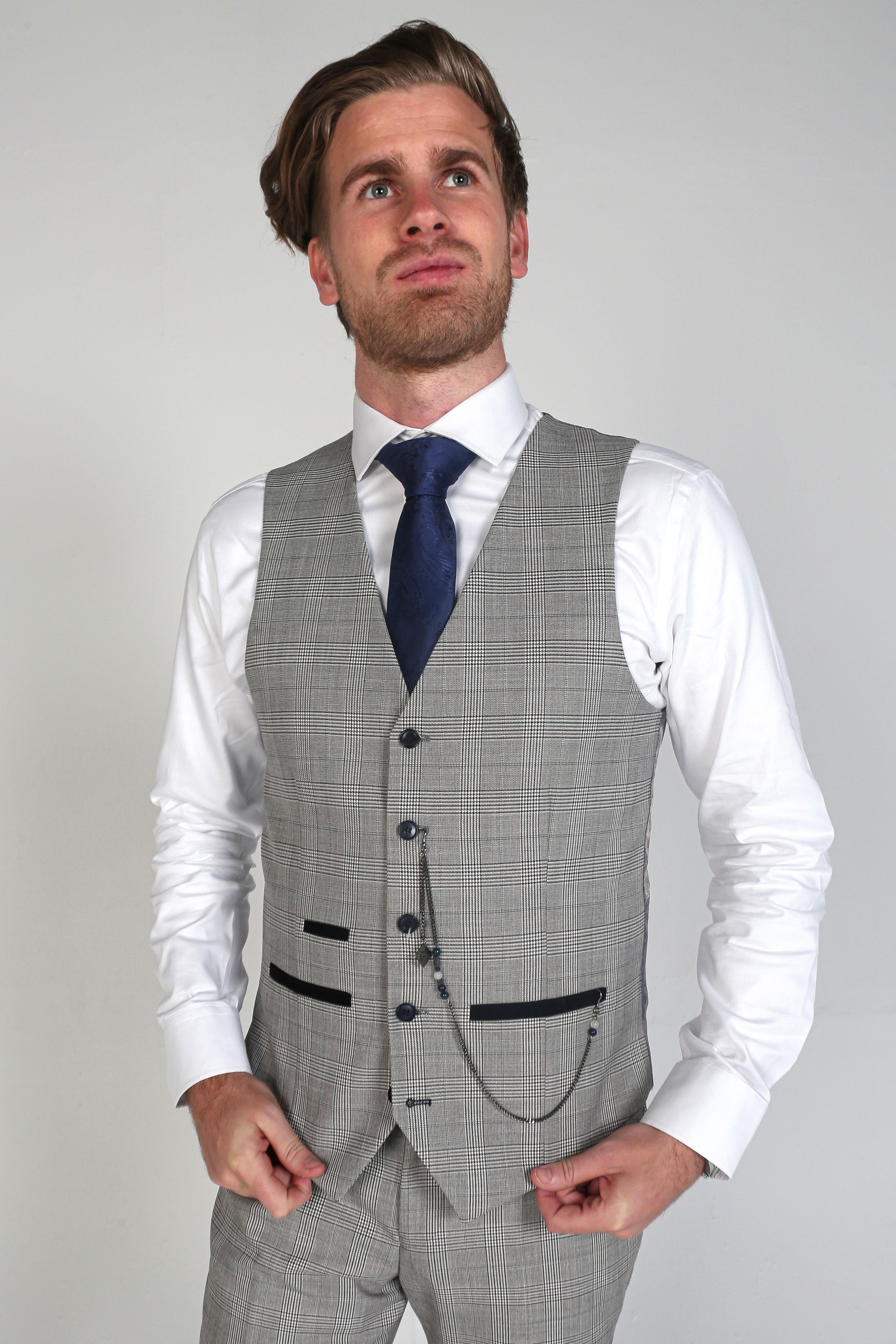 Men's Windowpane Tweed Check Formal Suit - HUGO