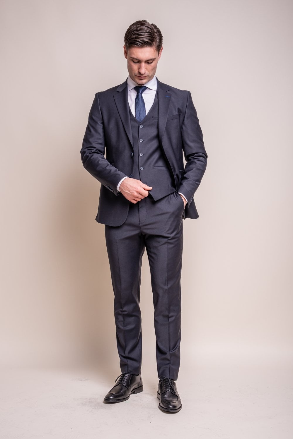 Men's Wool Blend Slim Fit Suit Jacket- BOND - Midnight Blue