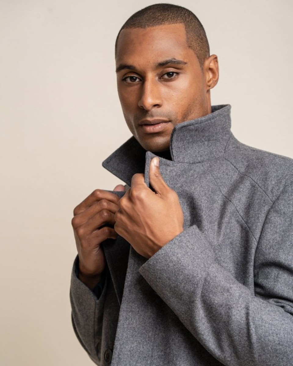Men's Wool Blend Mid-length Coat - NELSON - Stale Grey