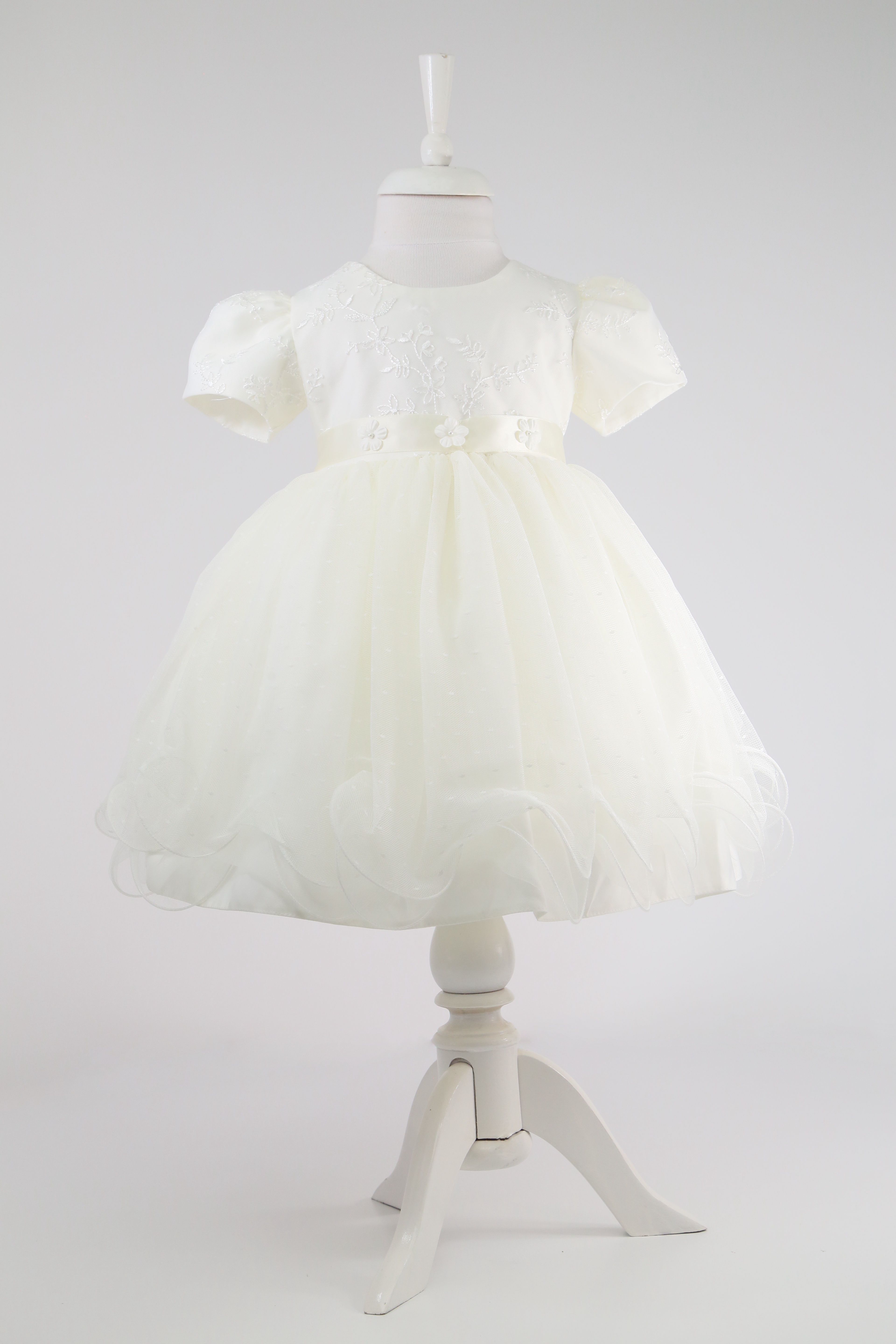 Baby Girls Balloon Sleeve Tulle Dress – B1038