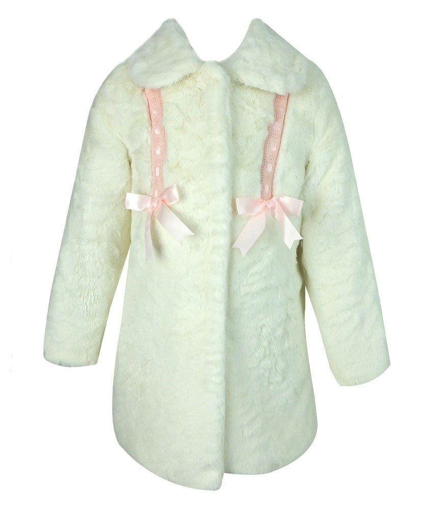 Baby Girls & Girls Fur Coat with Cossack Hat - Ivory