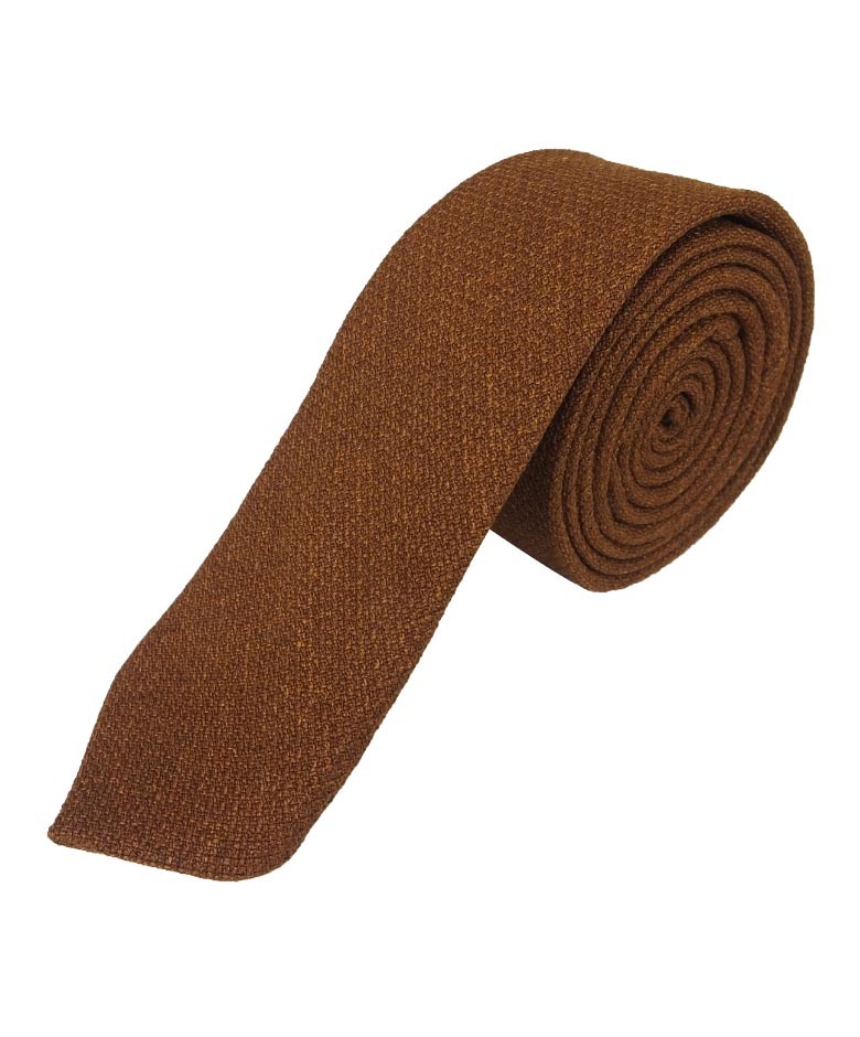 Boys & Men's Slim Tweed Tie and Pocket Square Set - Cinnamon Brown