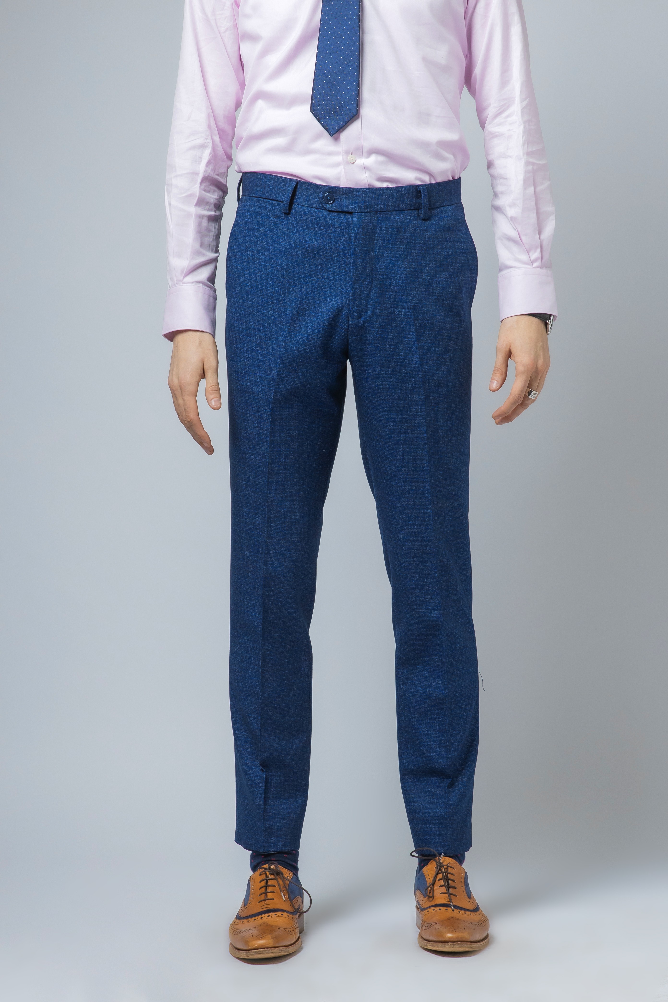 Men's Slim Fit Blue Trousers - MATEO