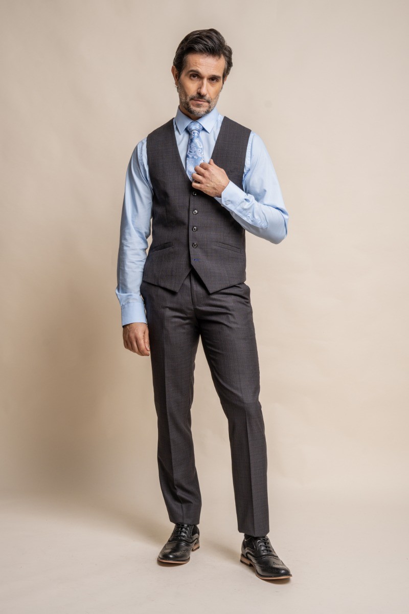 Men's Slim Fit Formal Waistcoat - SEEBA Graphite