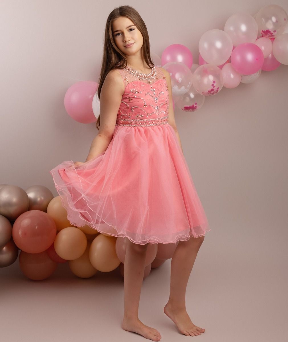 Girls Tulle Dress with Sequin Embellishments - LOLA