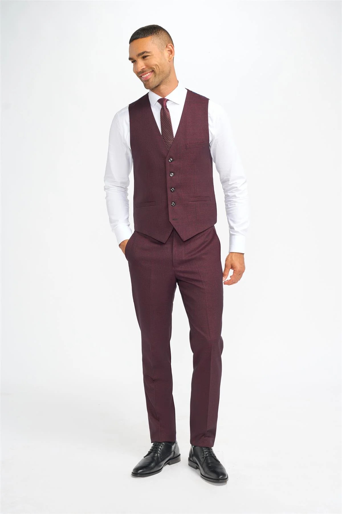 Men's Tweed Check Vest - CARIDI WINE