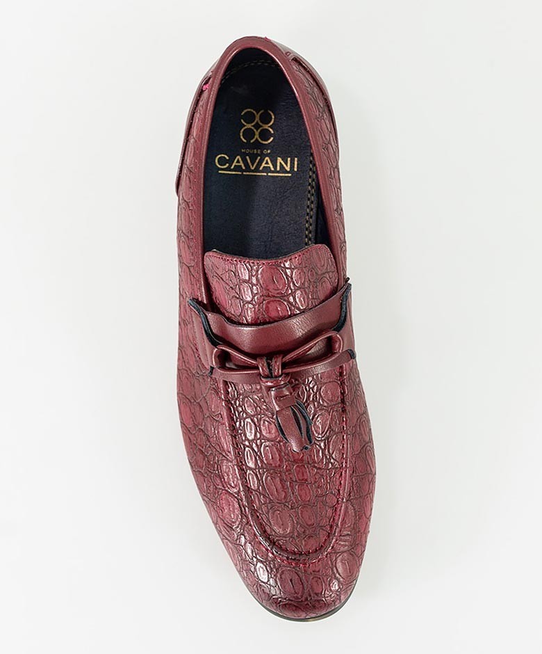 Men's Crocodile Embossed Tassel Loafers- BRINDISI