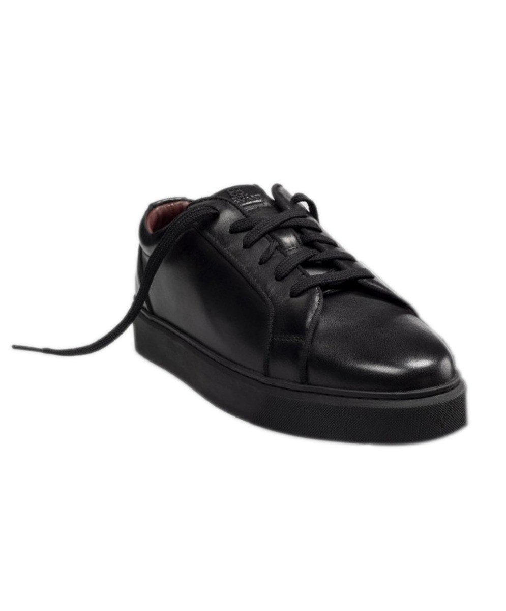 Men's Thick Rubber Sole Lace Up Sneakers - Black