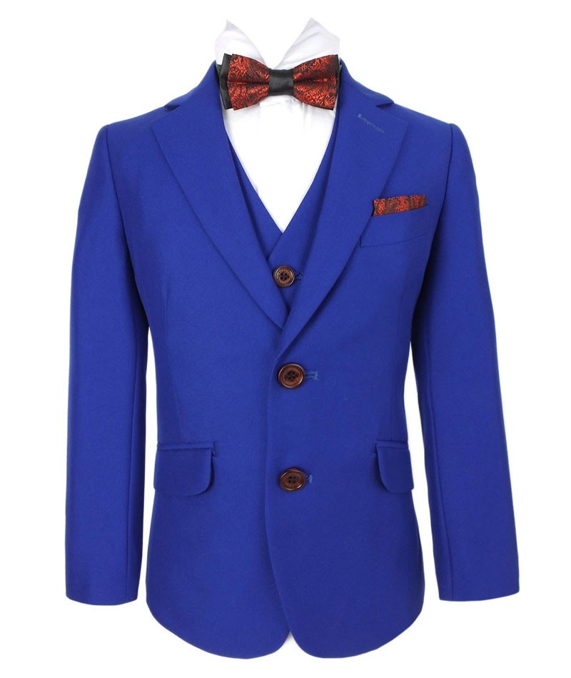 Boys Slim Fit Royal Blue Suit