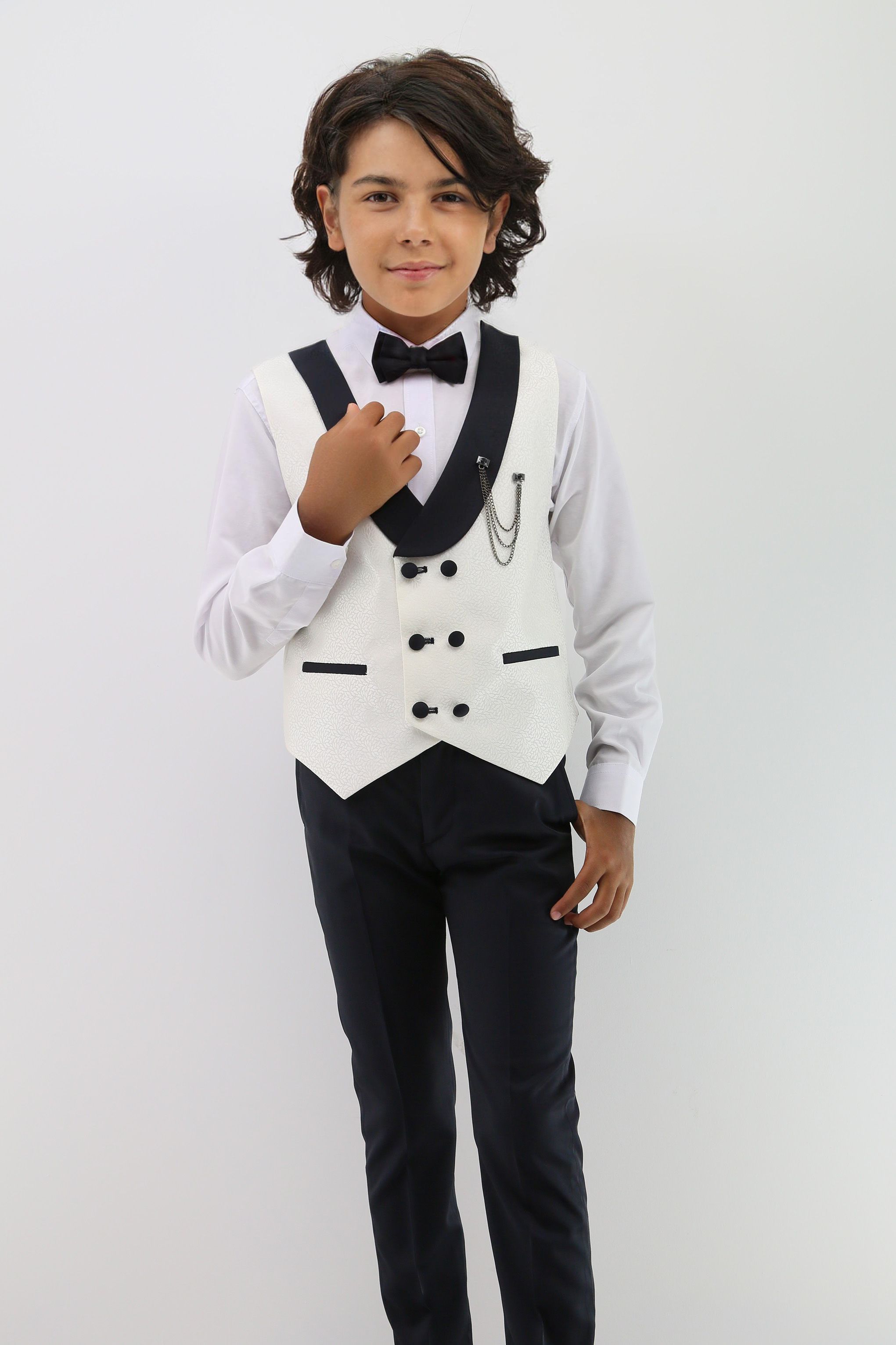 Baby & Boys Shawl Lapel Textured Waistcoat Suit Set  