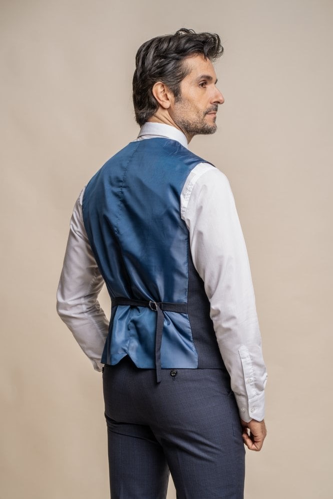 Men's Slim Fit Navy Waistcoat - SEEBA