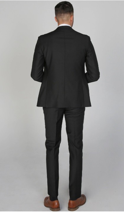 Men's Tailored Fit Black Suit - PARKER - Black