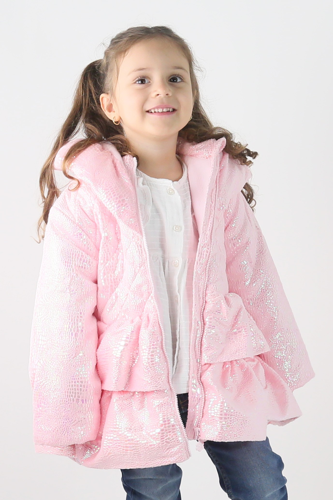 Baby & Girls' Iridescent Quilted Hooded Puffer Coat - SCARLET - Pink