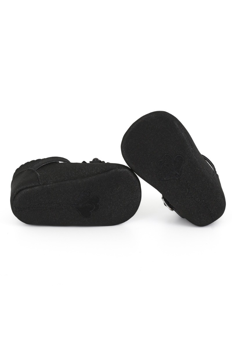 Baby Girls Pre-walker Shoes with Beaded Embellishmen - Black